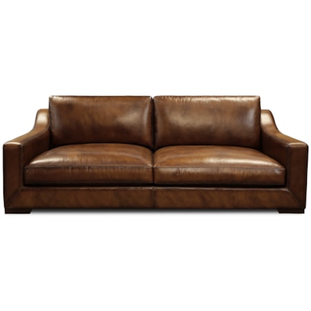 All-Leather Sofa w/Track Arms