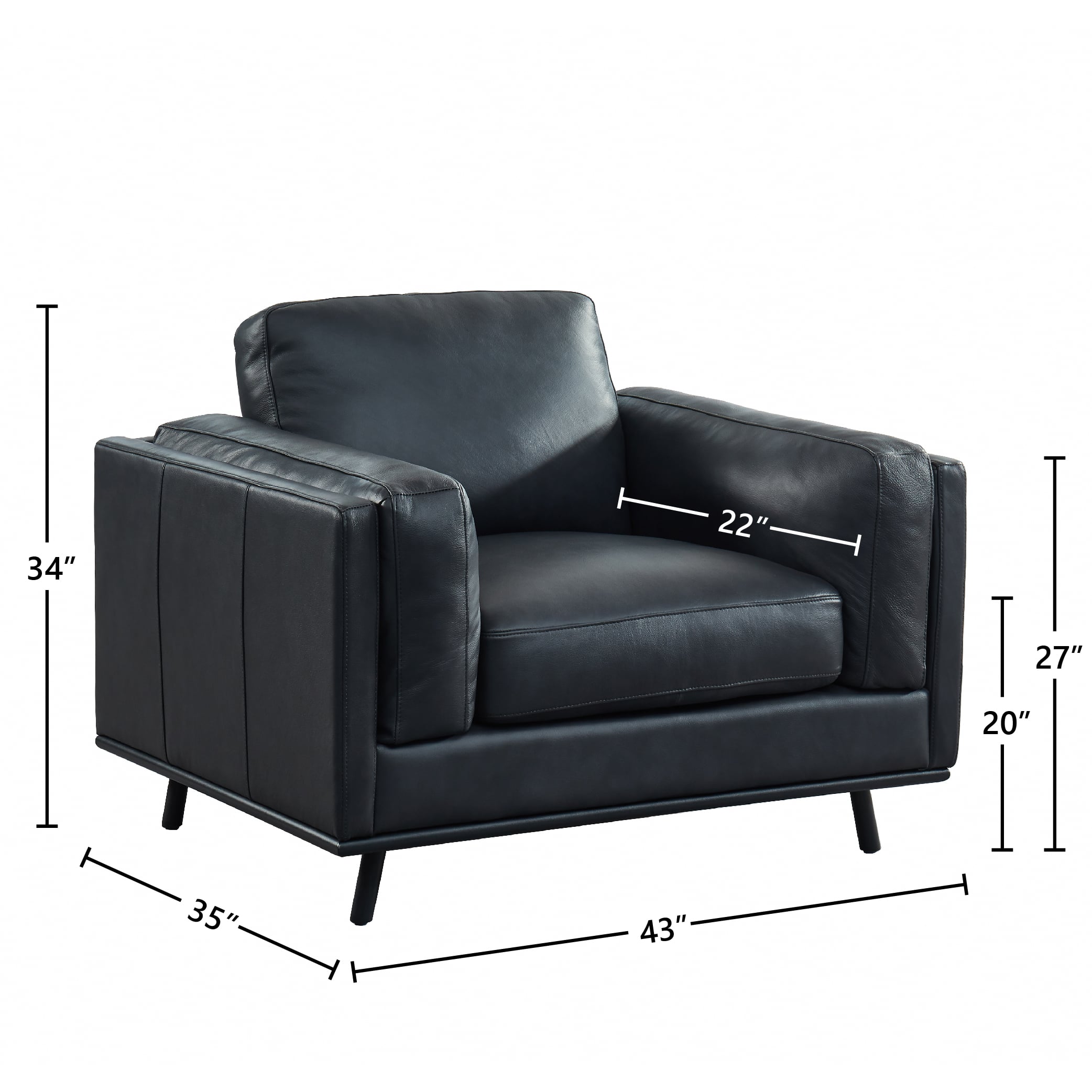 Leather Armchair w/Bolster Pillow Arms