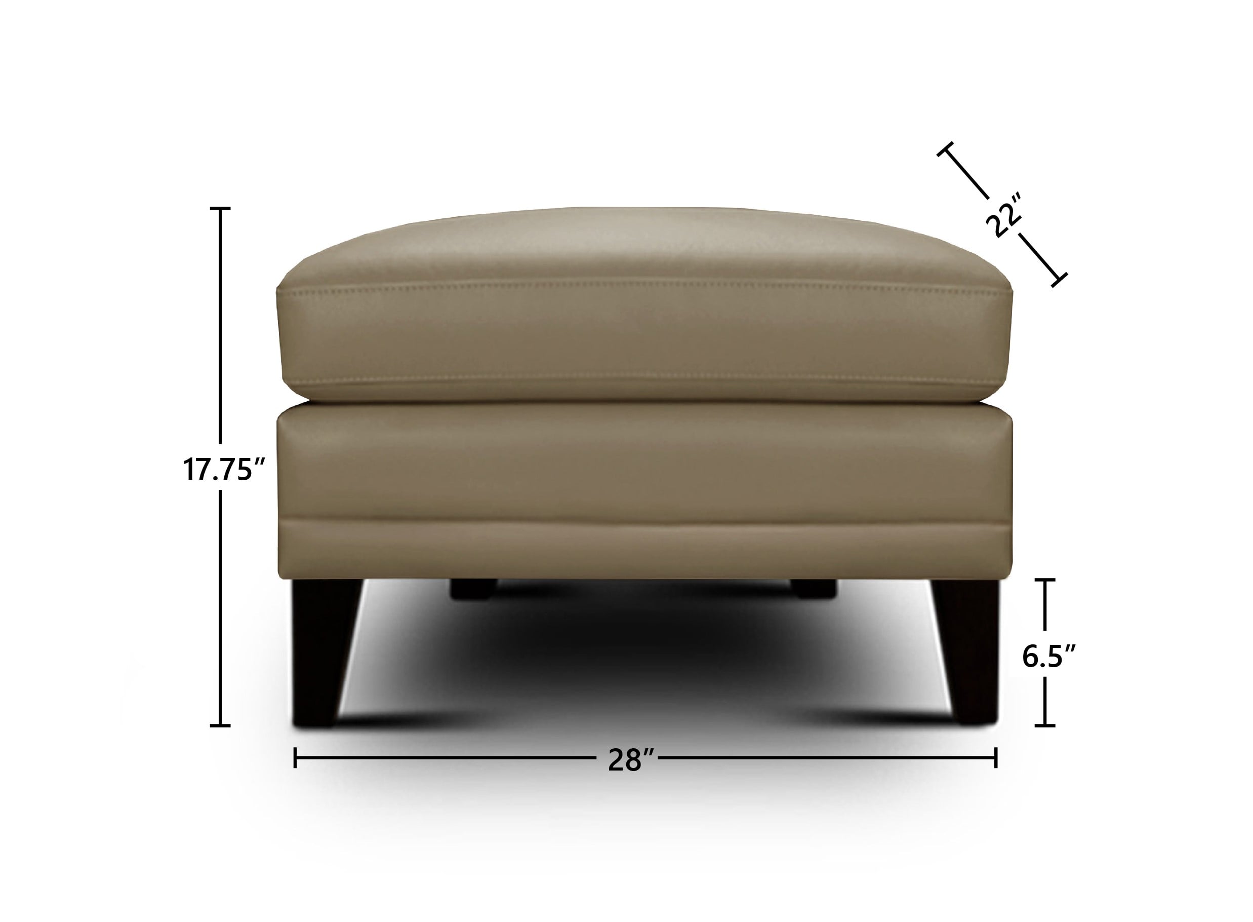 Leather Ottoman w/Solid Splayed Legs