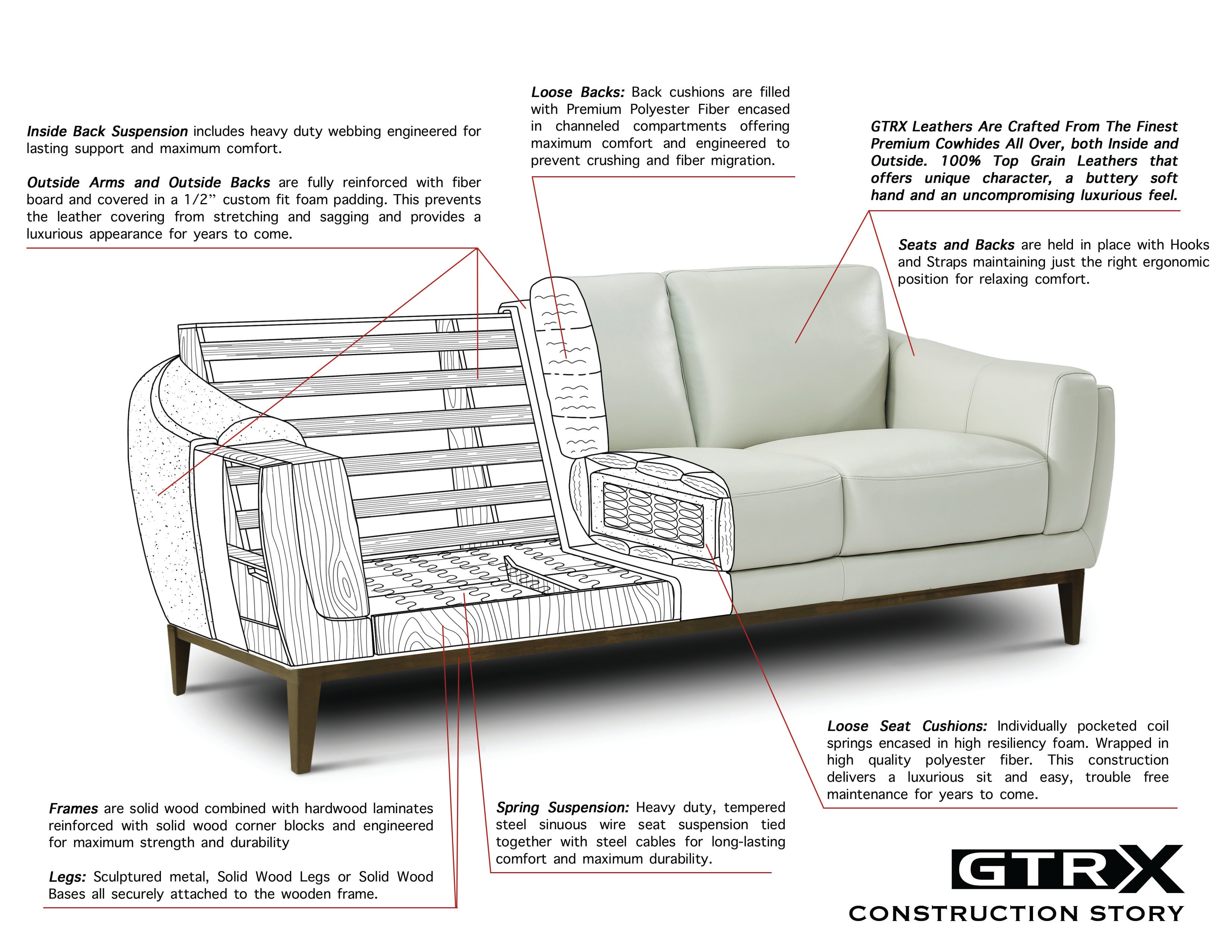 Leather Left Arm Chaise Sectional