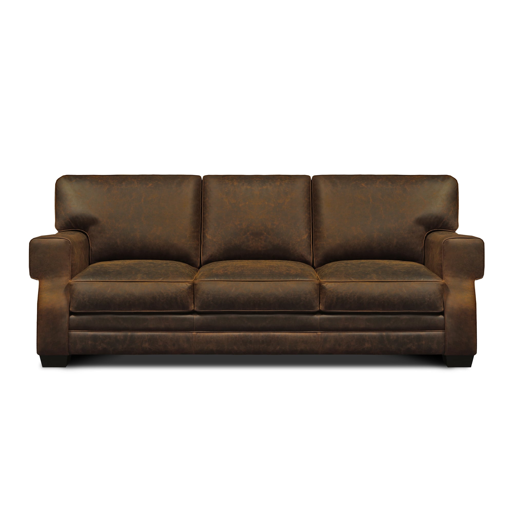 Leather Sofa w/Key Arms &amp; Welt Trim