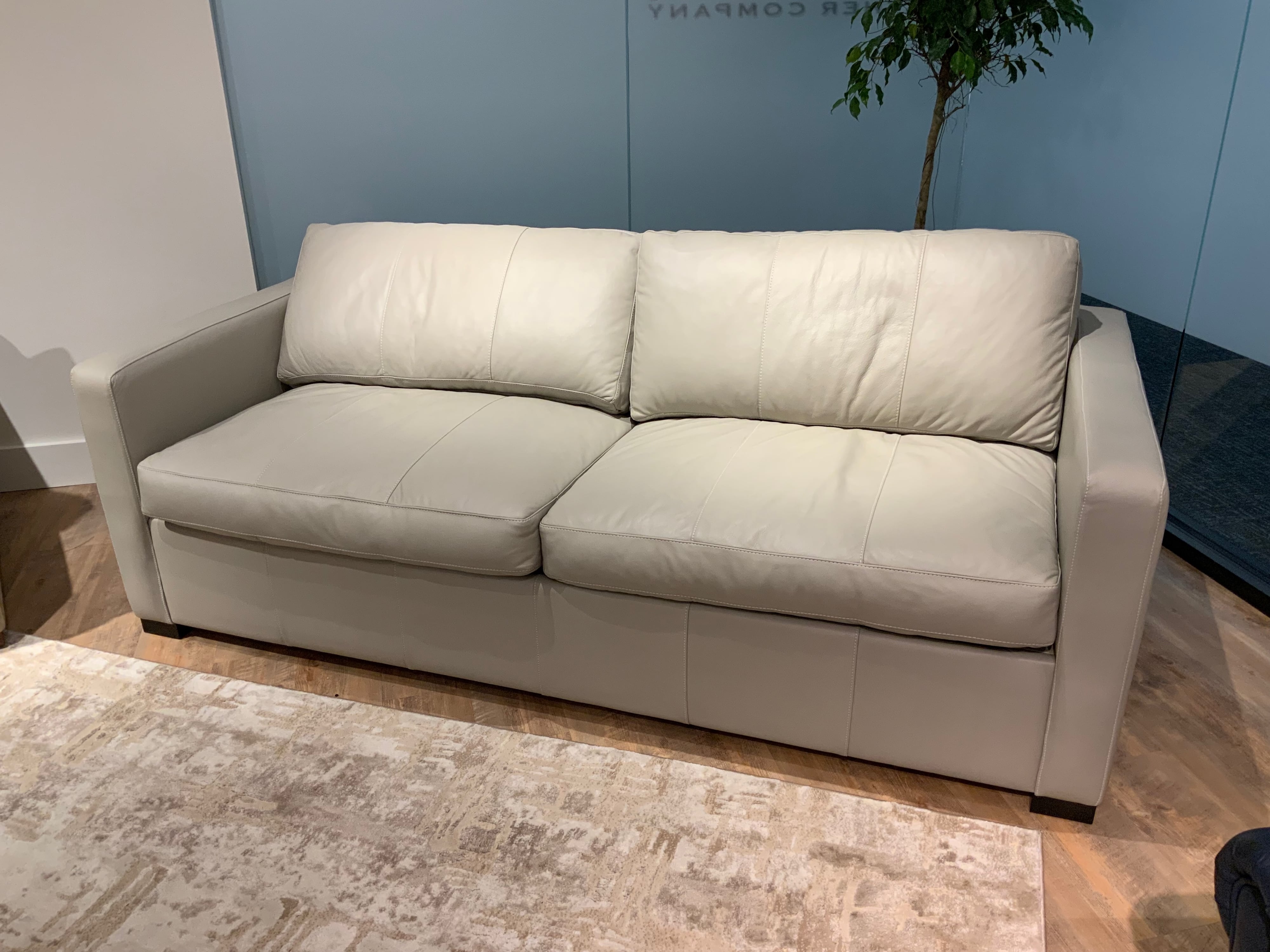 Leather Queen Sofa Sleeper w/Track Arms