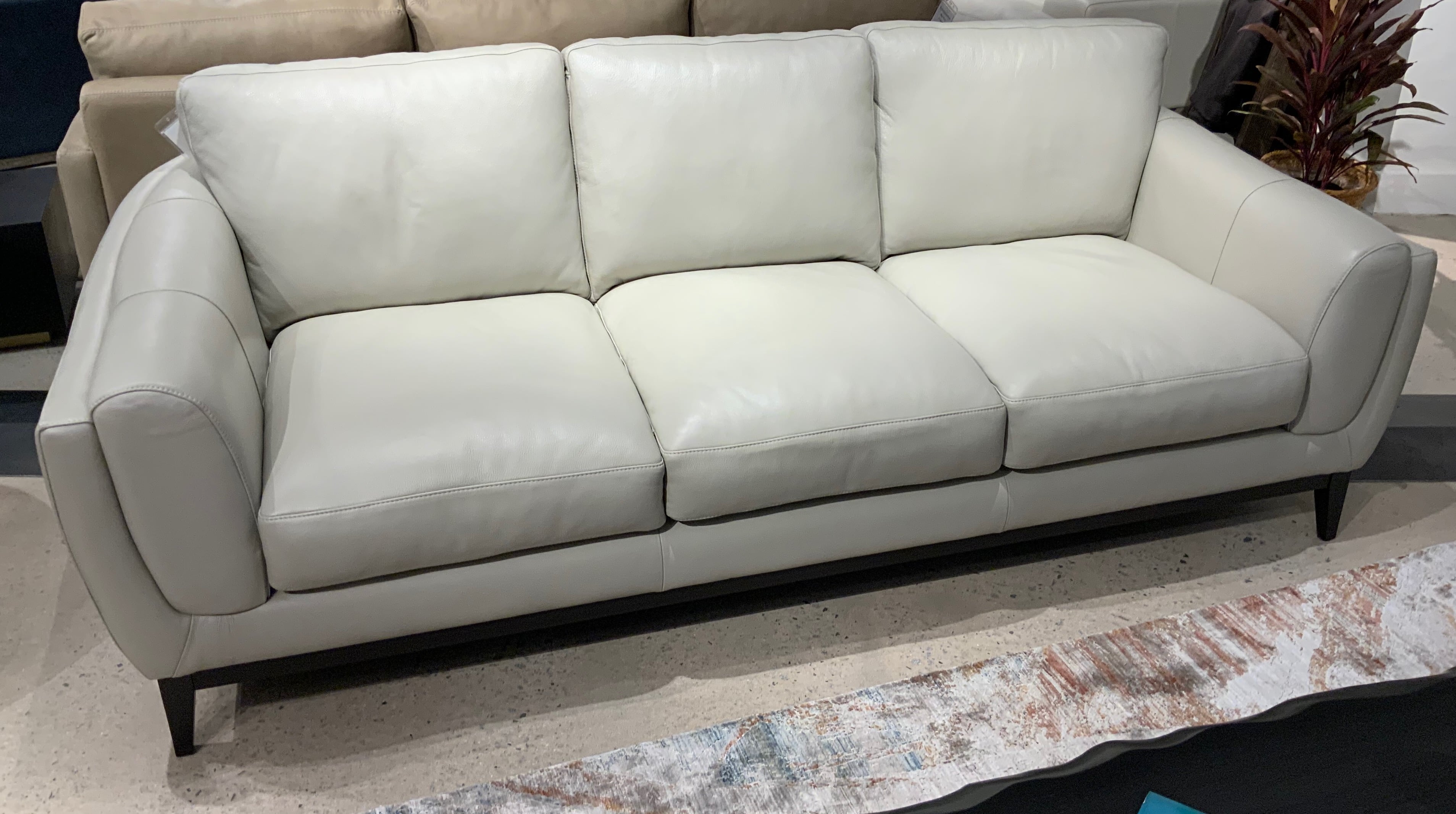 All-Leather Sofa w/Flared Track Arms