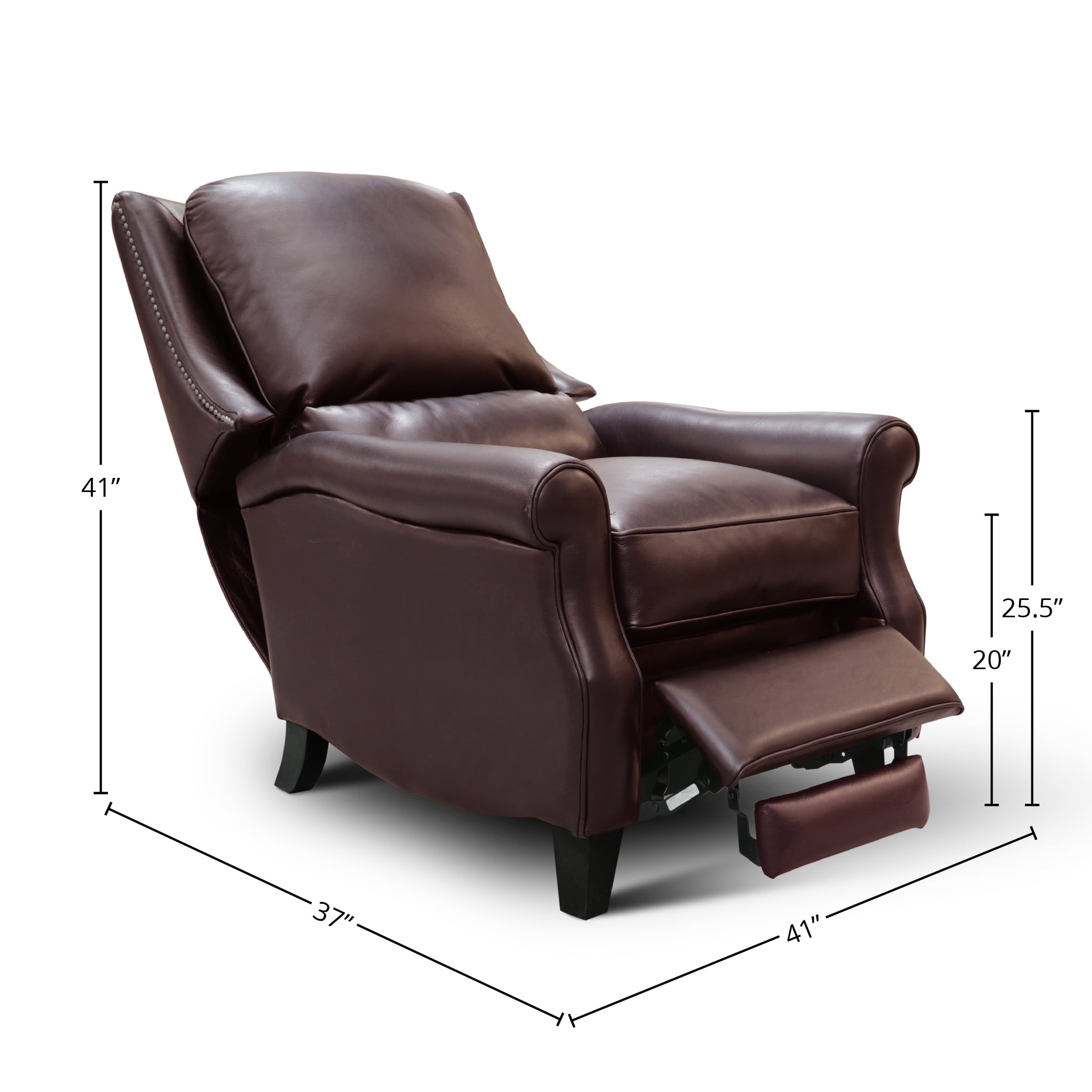 Leather Manual Recliner w/Rolled Arms
