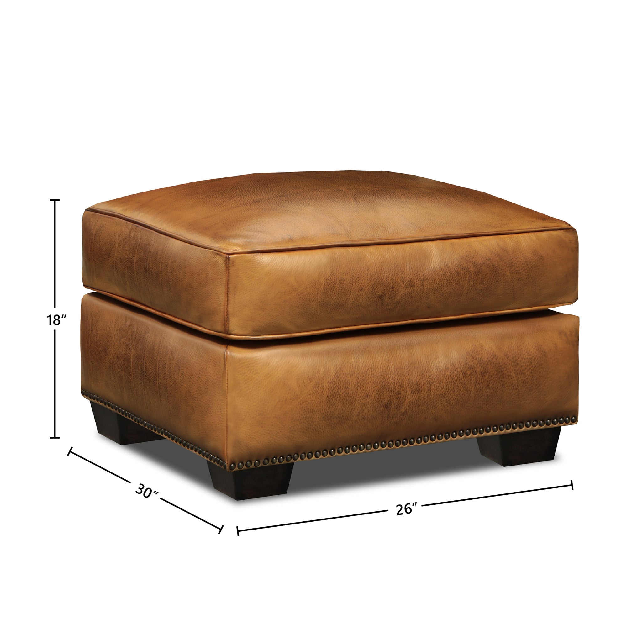 Hand-Antiqued Leather Ottoman