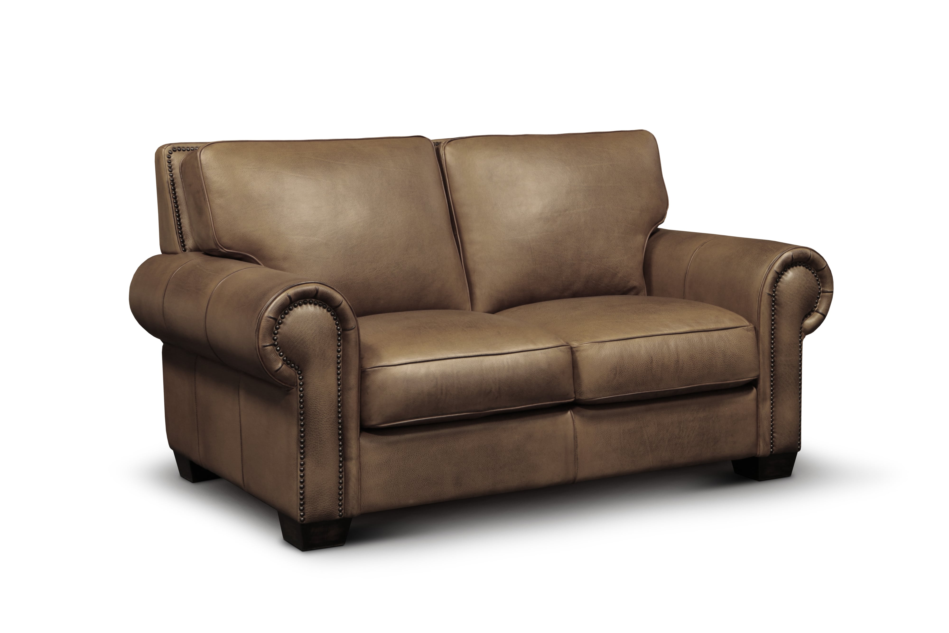 Hand-Antiqued Leather Loveseat
