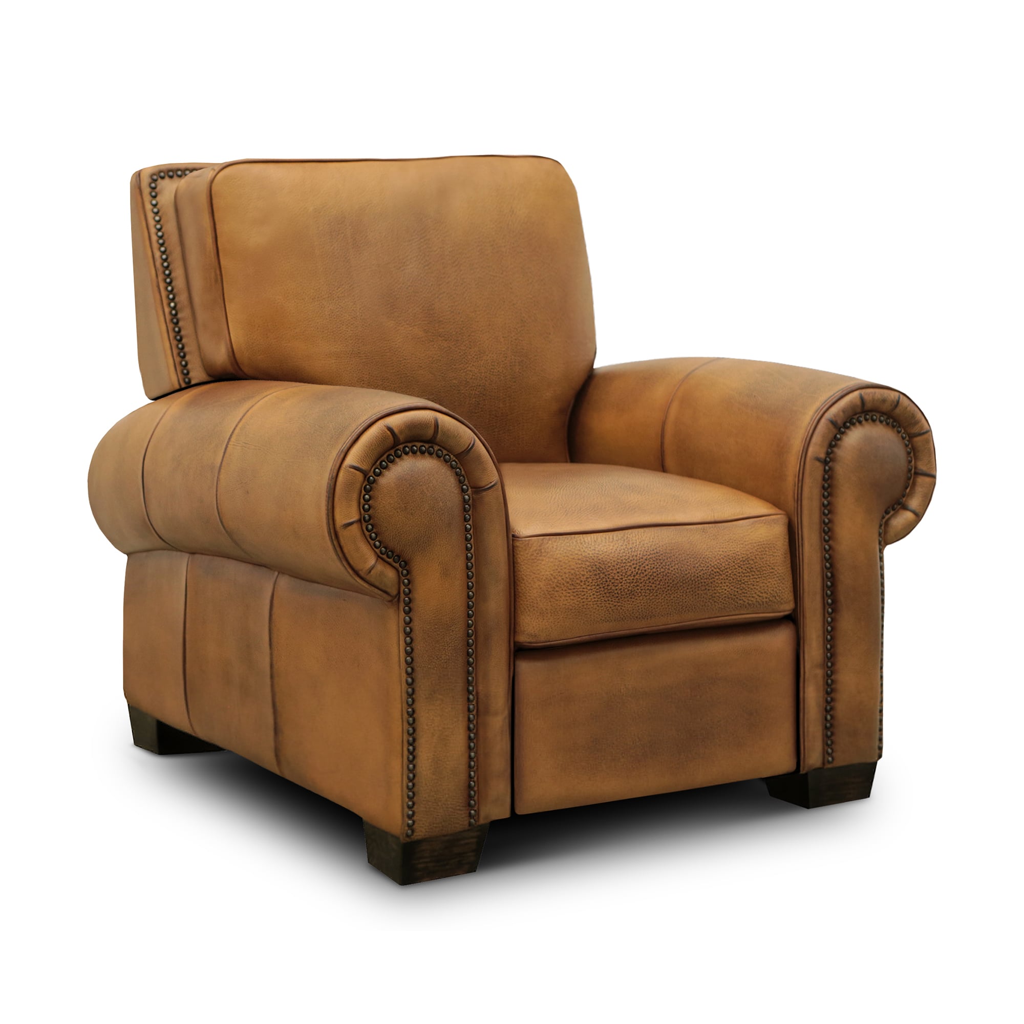 Hand-Antiqued Leather Push-Back Recliner