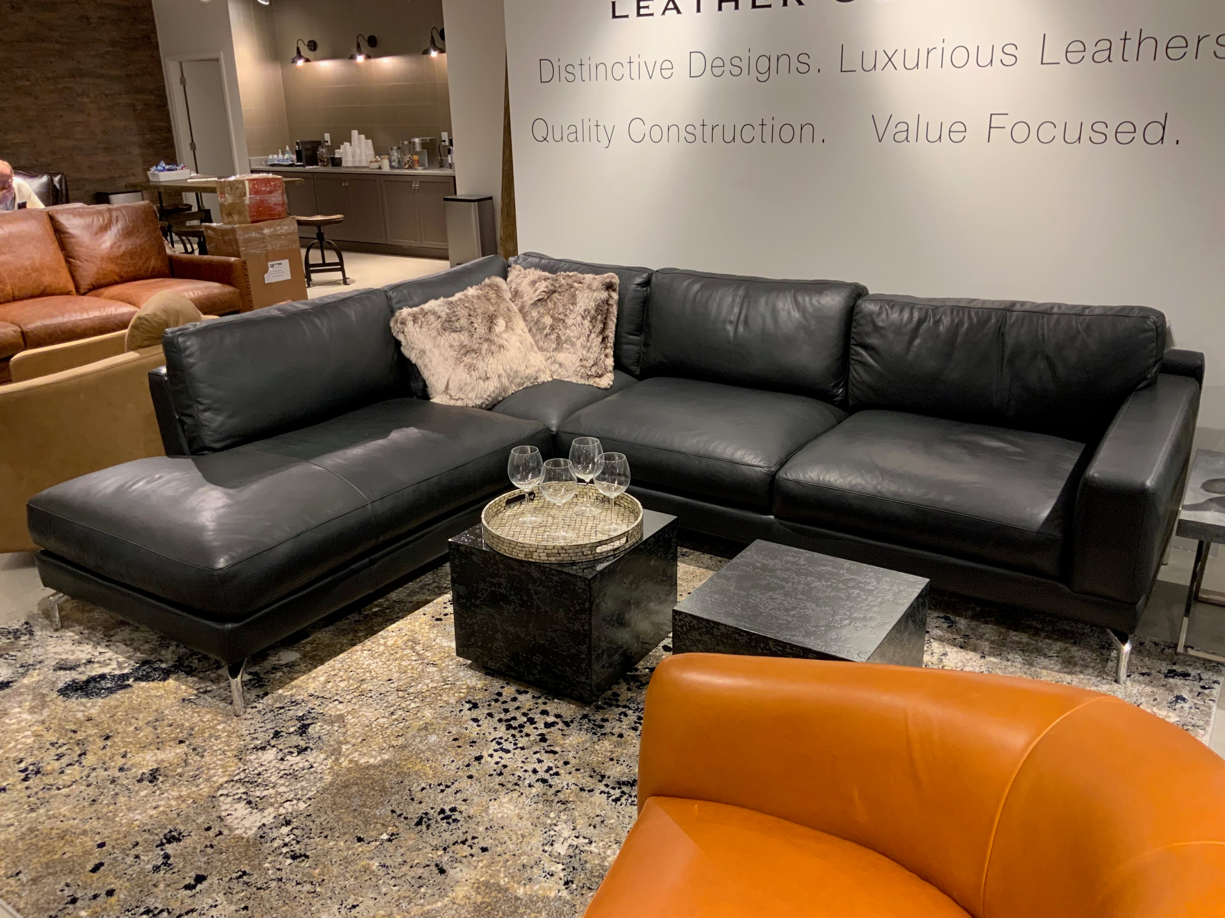 Leather Left Arm Chaise Sectional