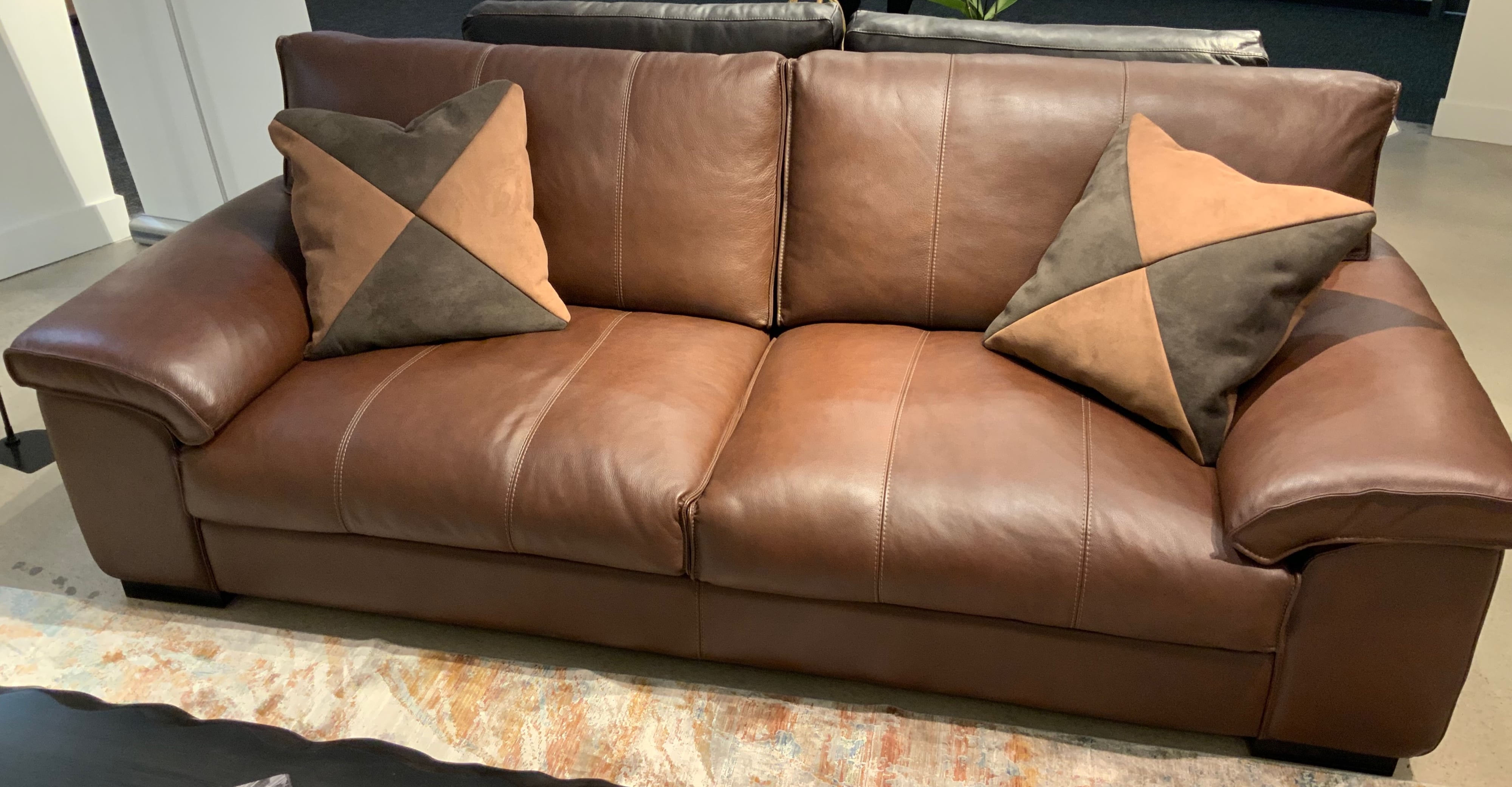 All-Leather Sofa w/Pillow Arms