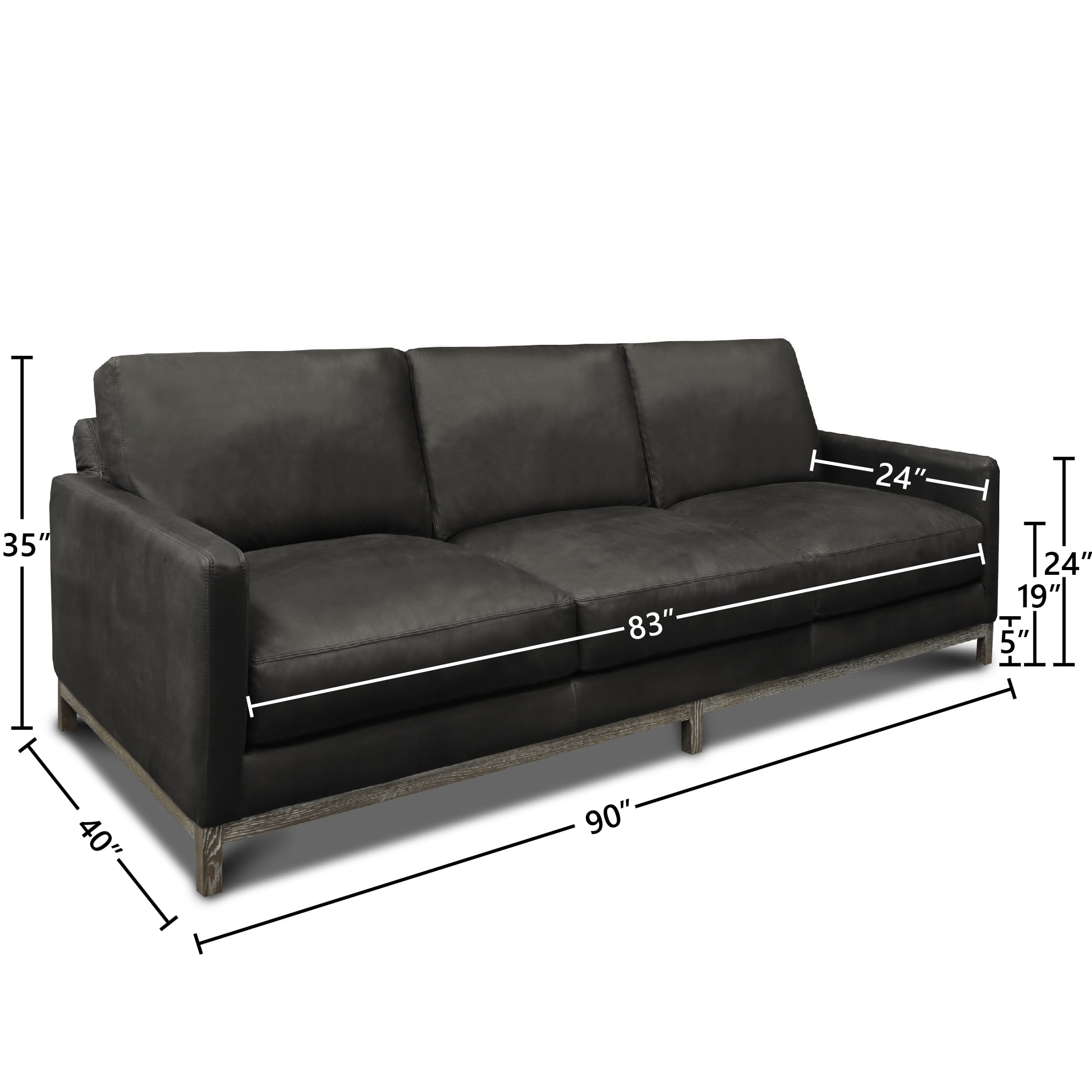 GTR Leather Monterrey Leather Sofa w/Distressed Solid Wood Base