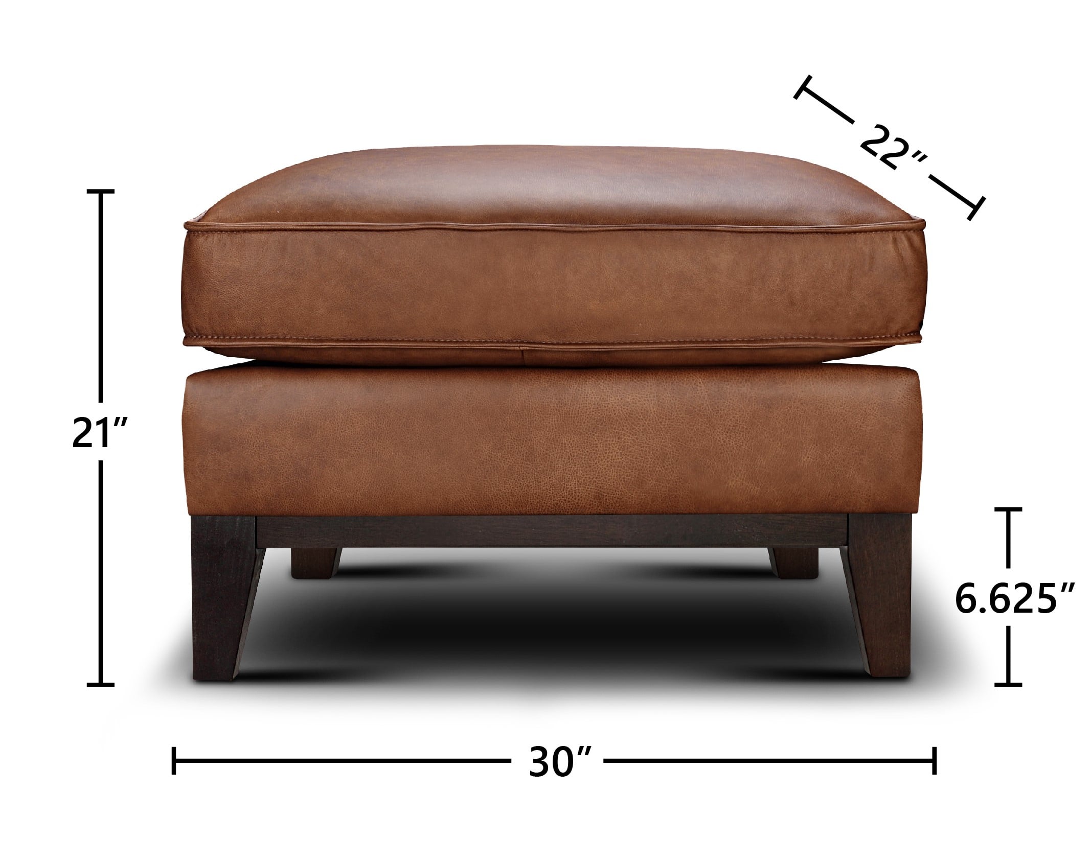 GTR Leather Pimlico Leather Ottoman w/Solid Wood Base