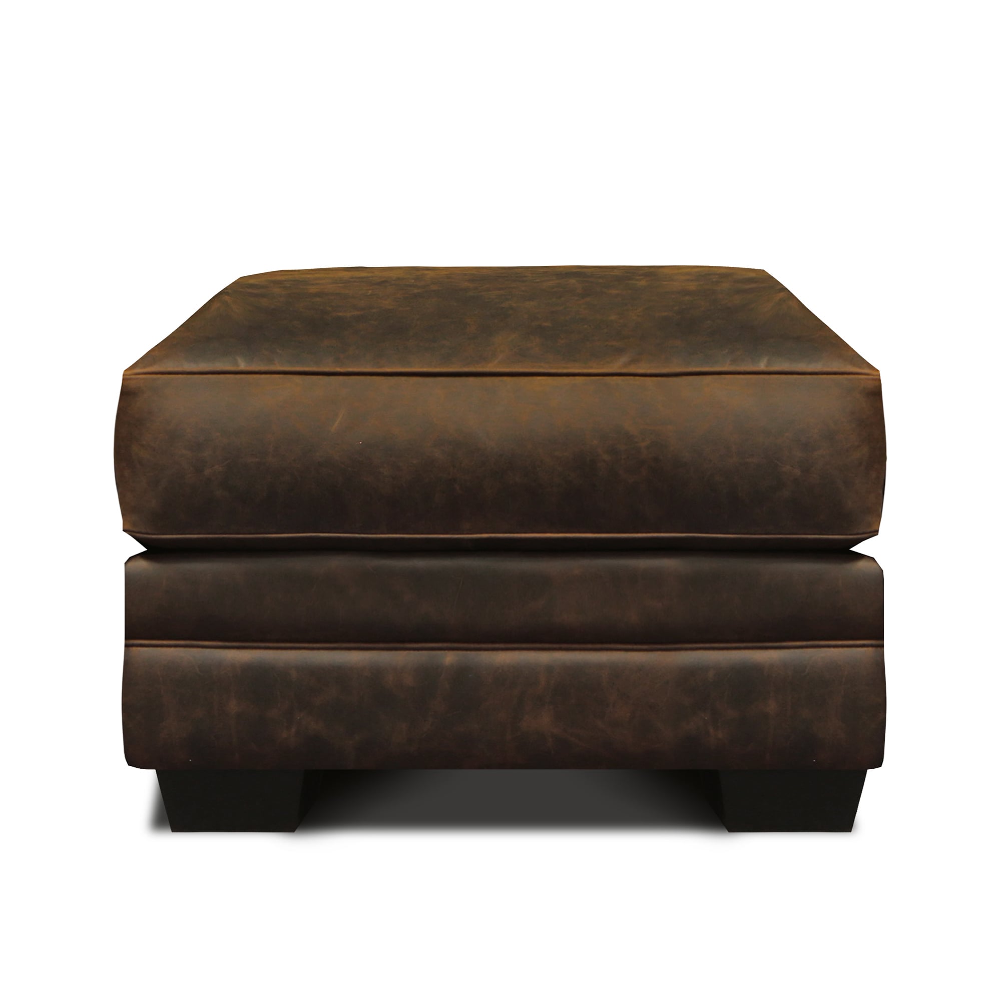 Leather Ottoman w/Welt Trim
