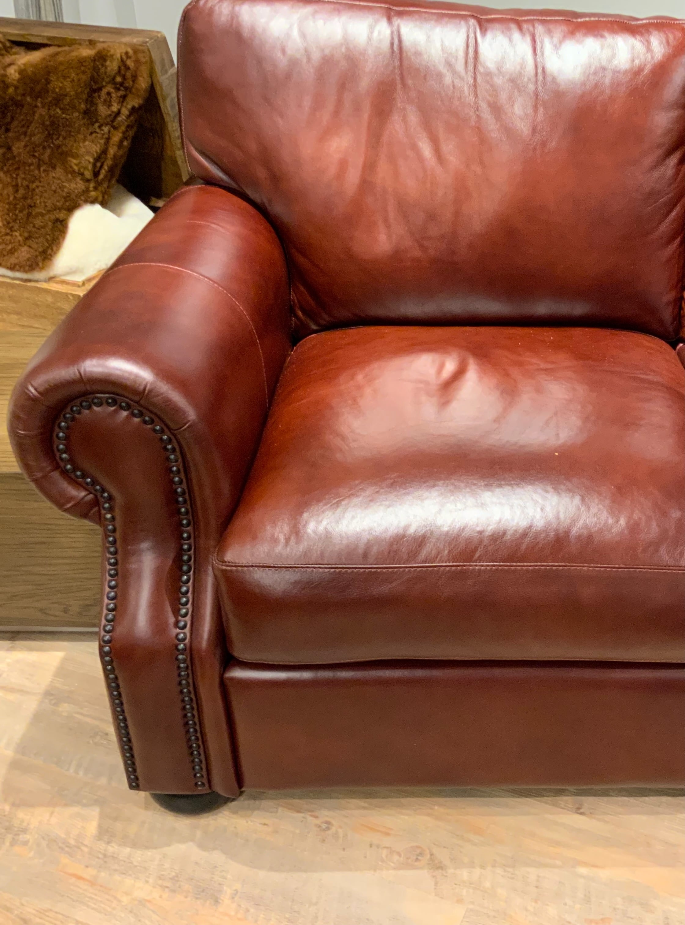 All-Leather Right Arm Facing Sectional