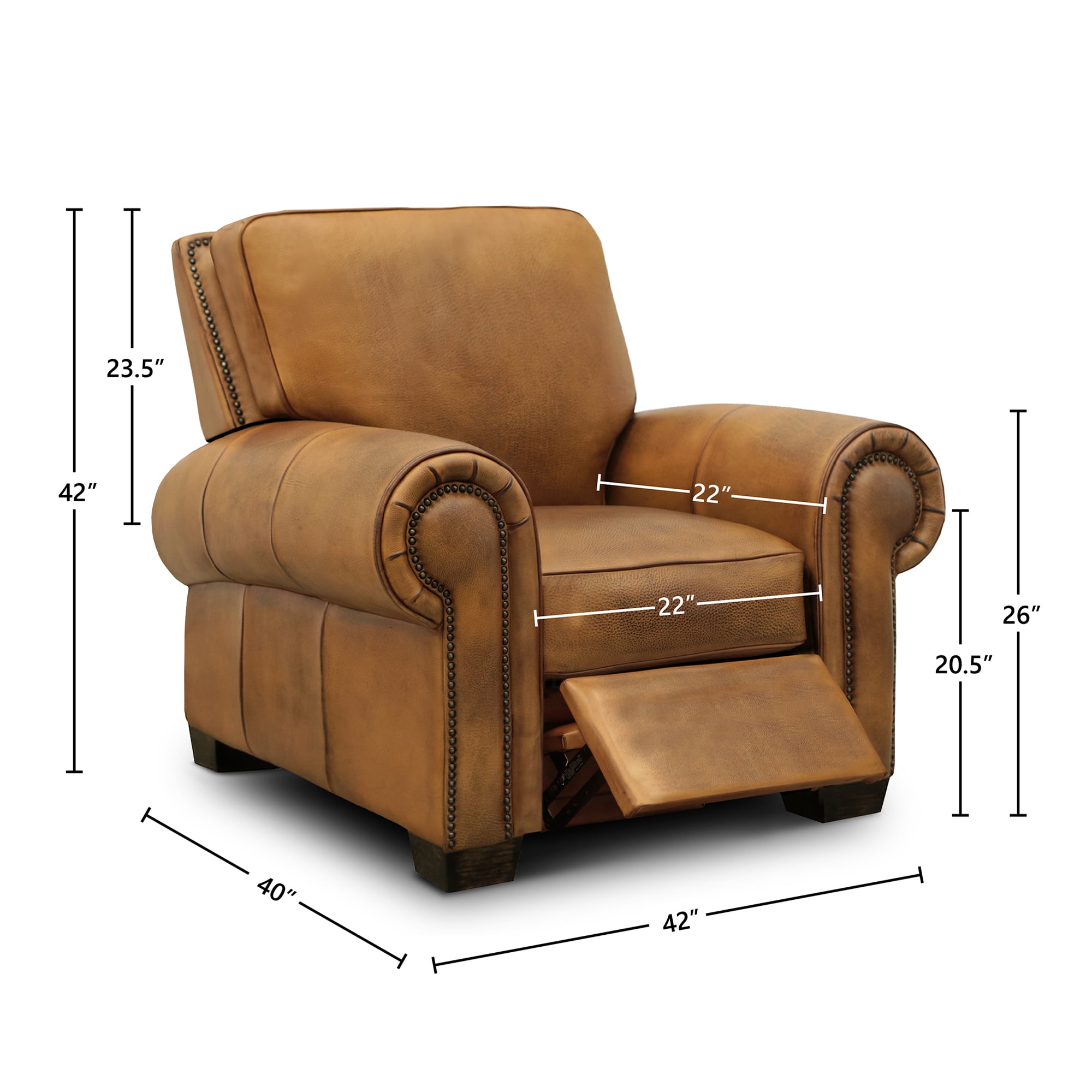 Hand-Antiqued Leather Push-Back Recliner