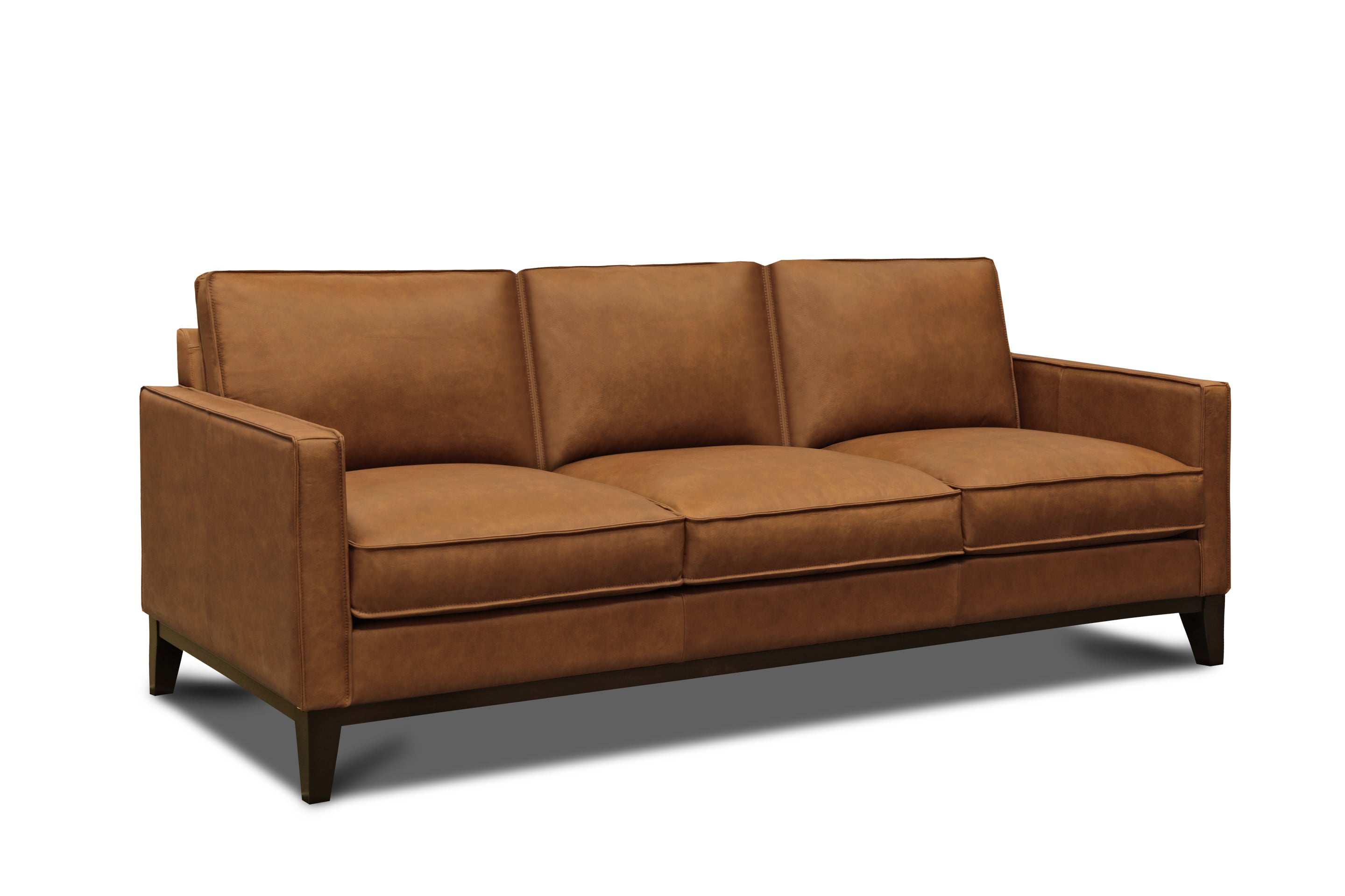 Leather Sofa w/Splayed Solid Wood Legs