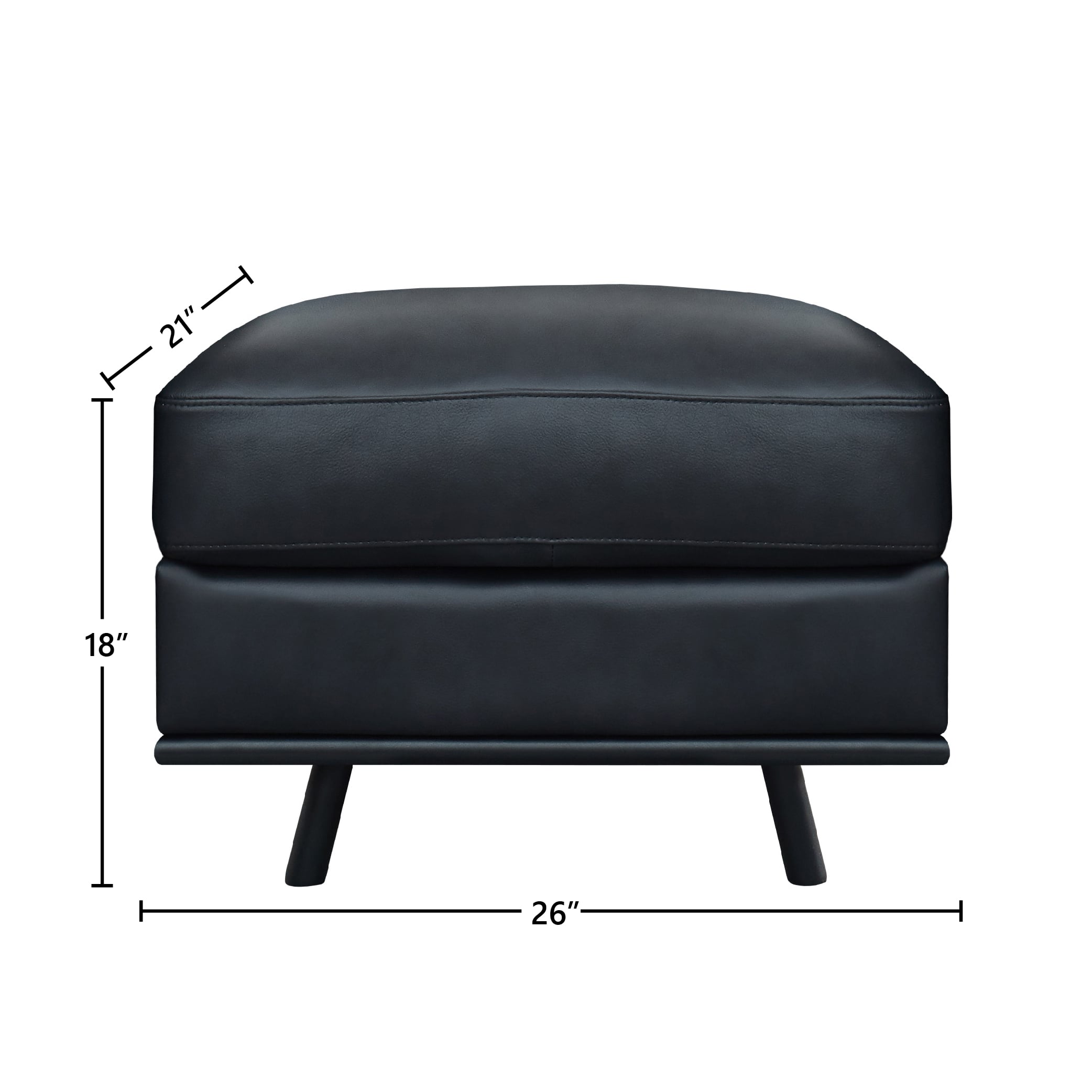 Leather Ottoman w/Splayed Metal Legs