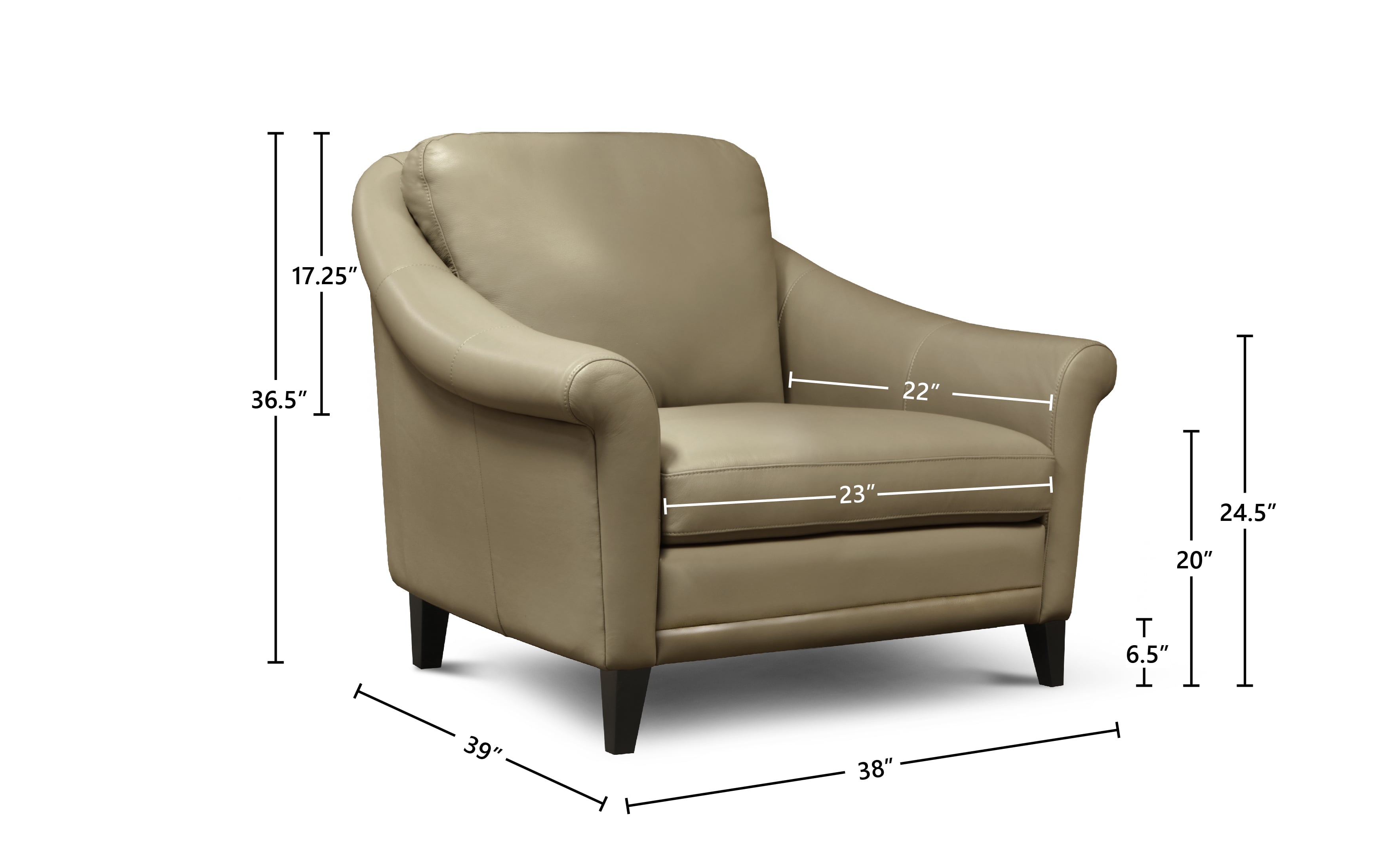 GTR Leather Sienna Leather Armchair w/Sculpted Rolled Arms