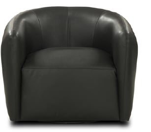 Barrel-Back All-Leather Swivel Chair