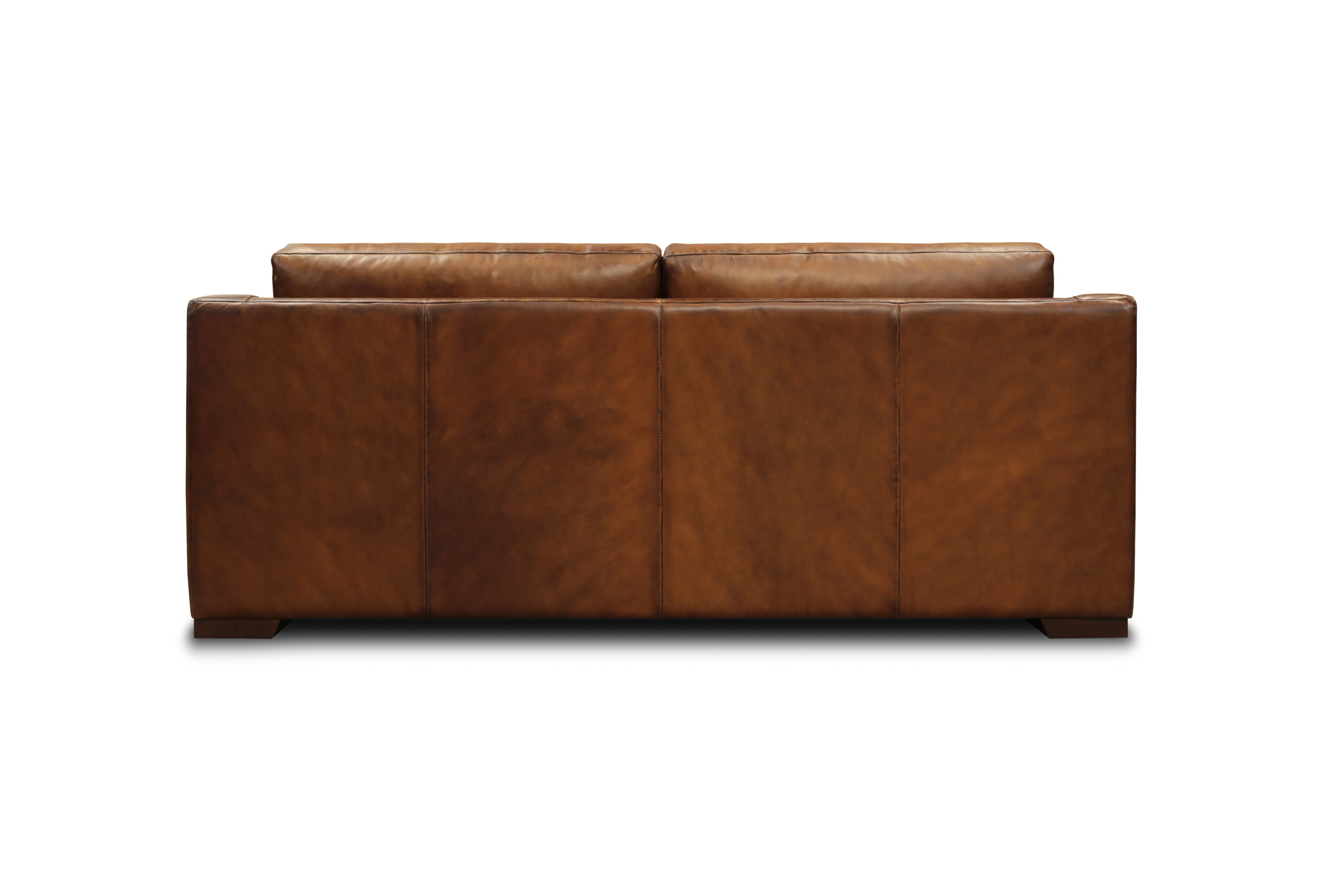 Deep-Seating Leather Loveseat w/Track Arms