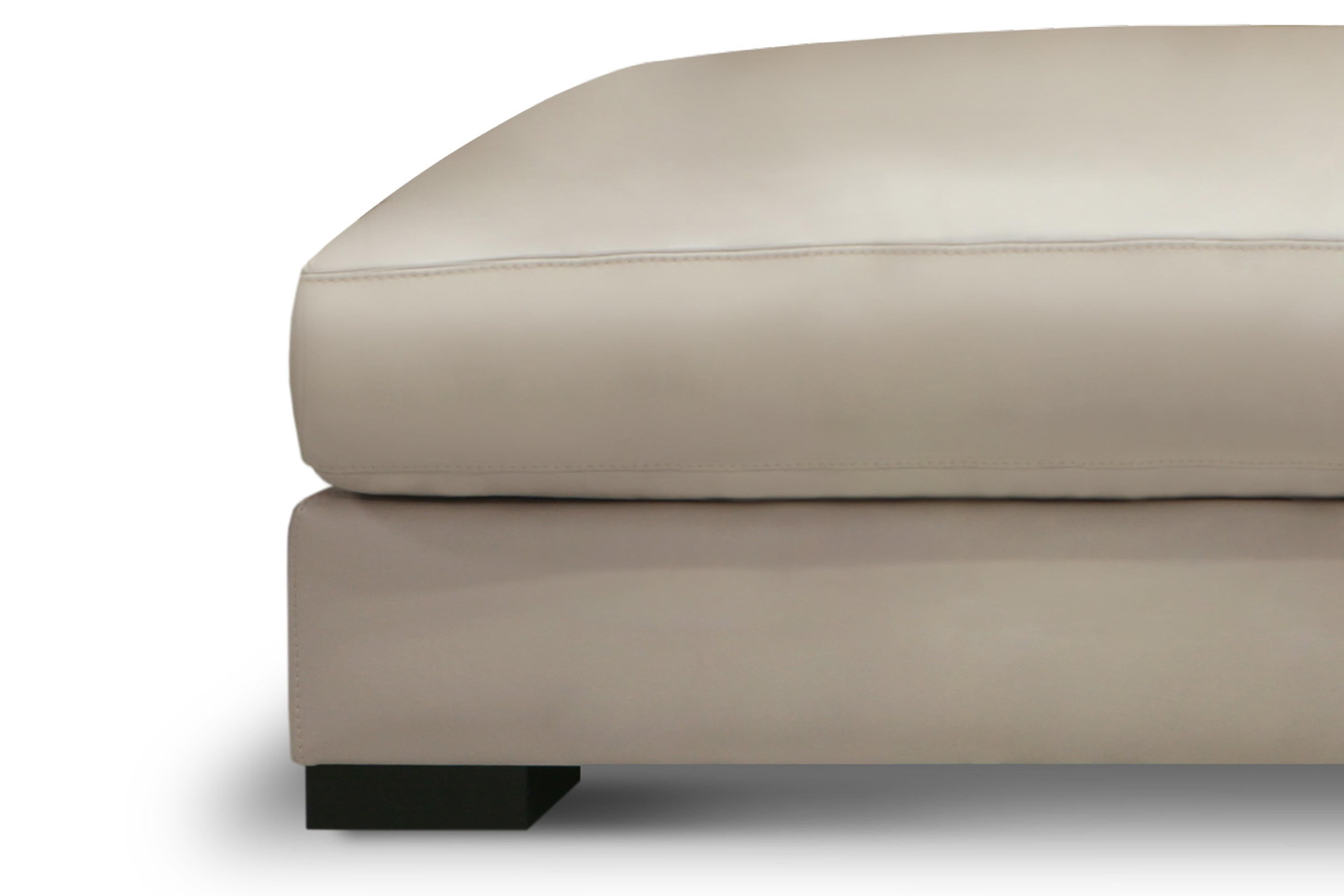 Wide Leather Ottoman w/Solid Block Feet