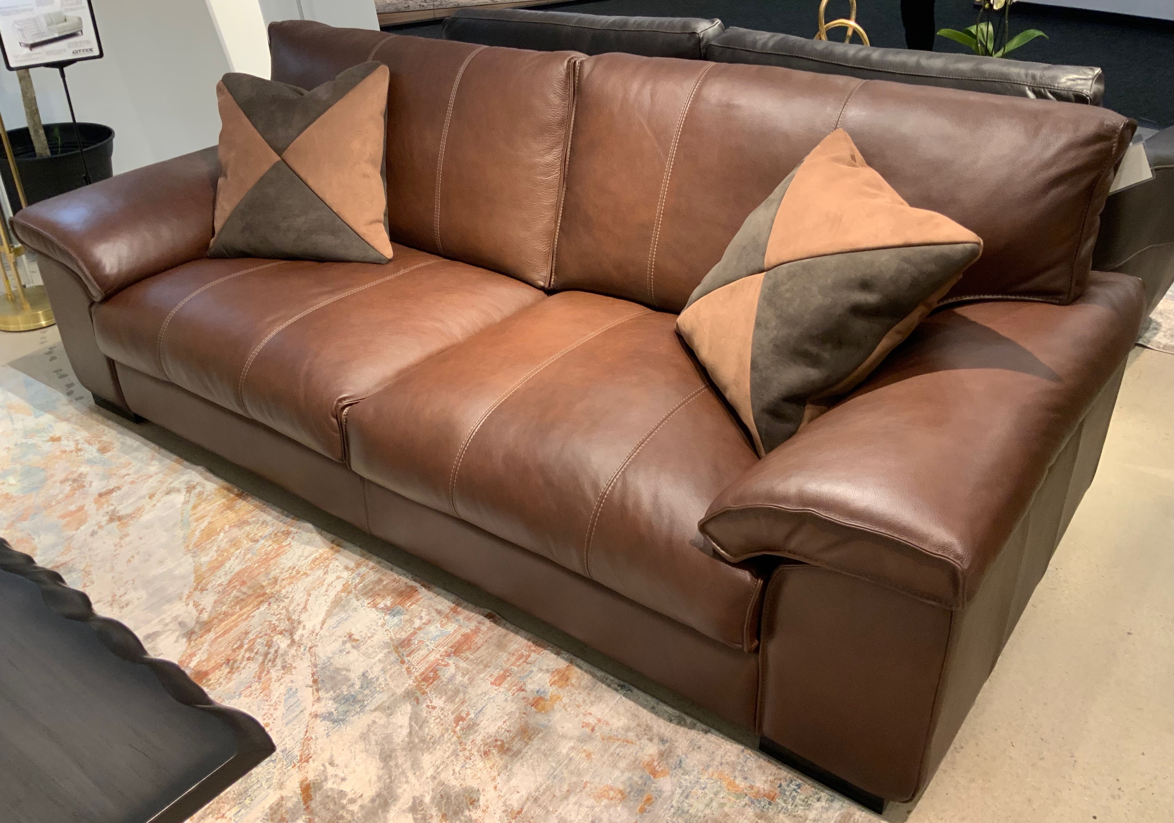 All-Leather Sofa w/Pillow Arms