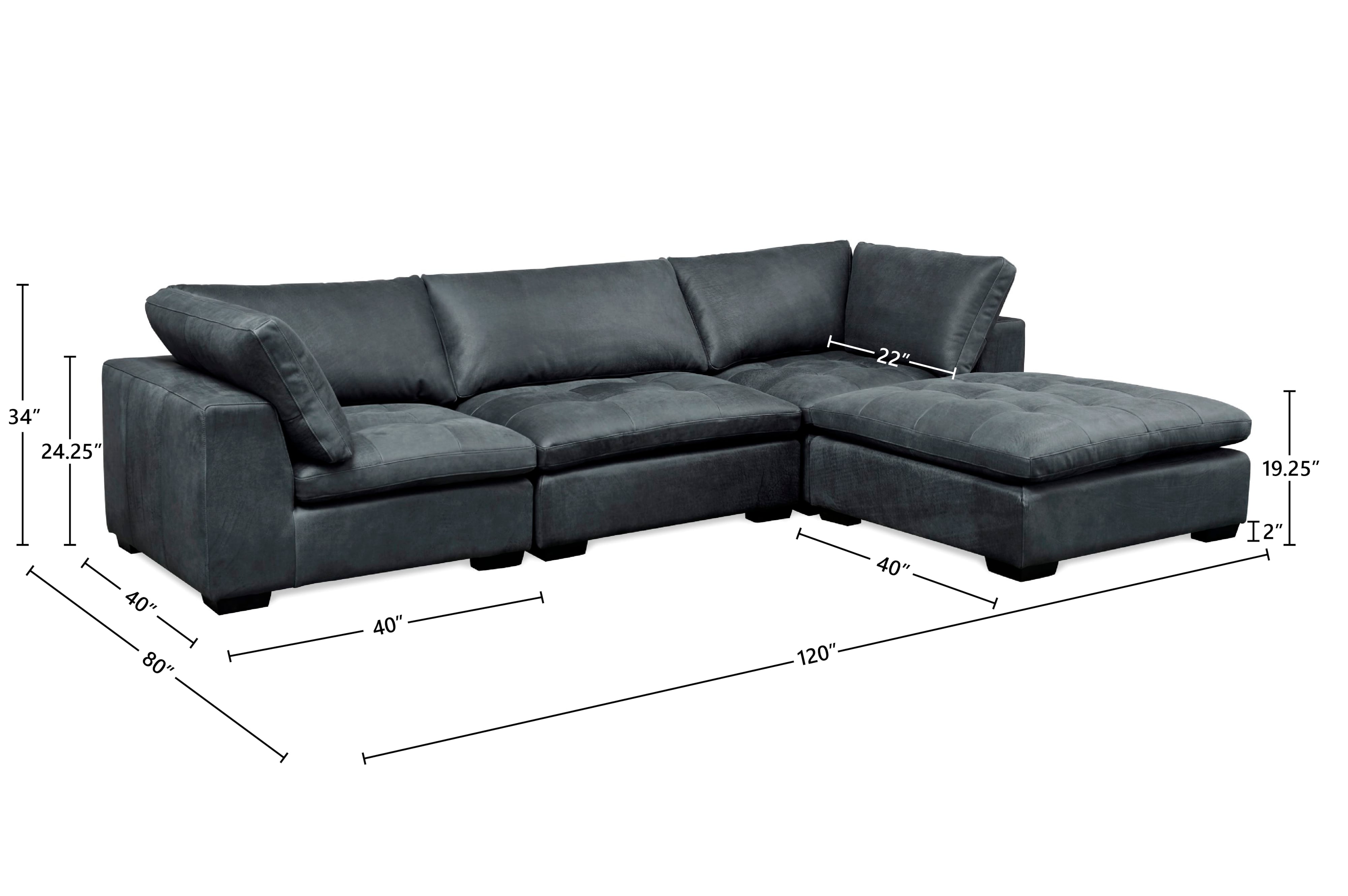 GTR Leather Kent 4-pc. Chaise Sectional Sofa