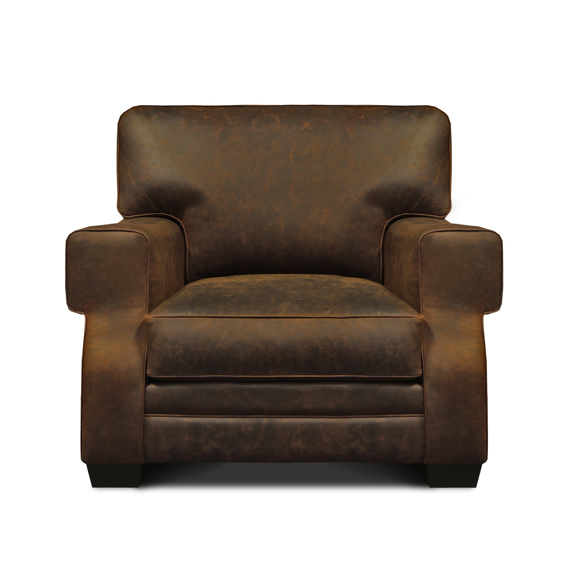 Leather Armchair w/Key Arms &amp; Welt Trim