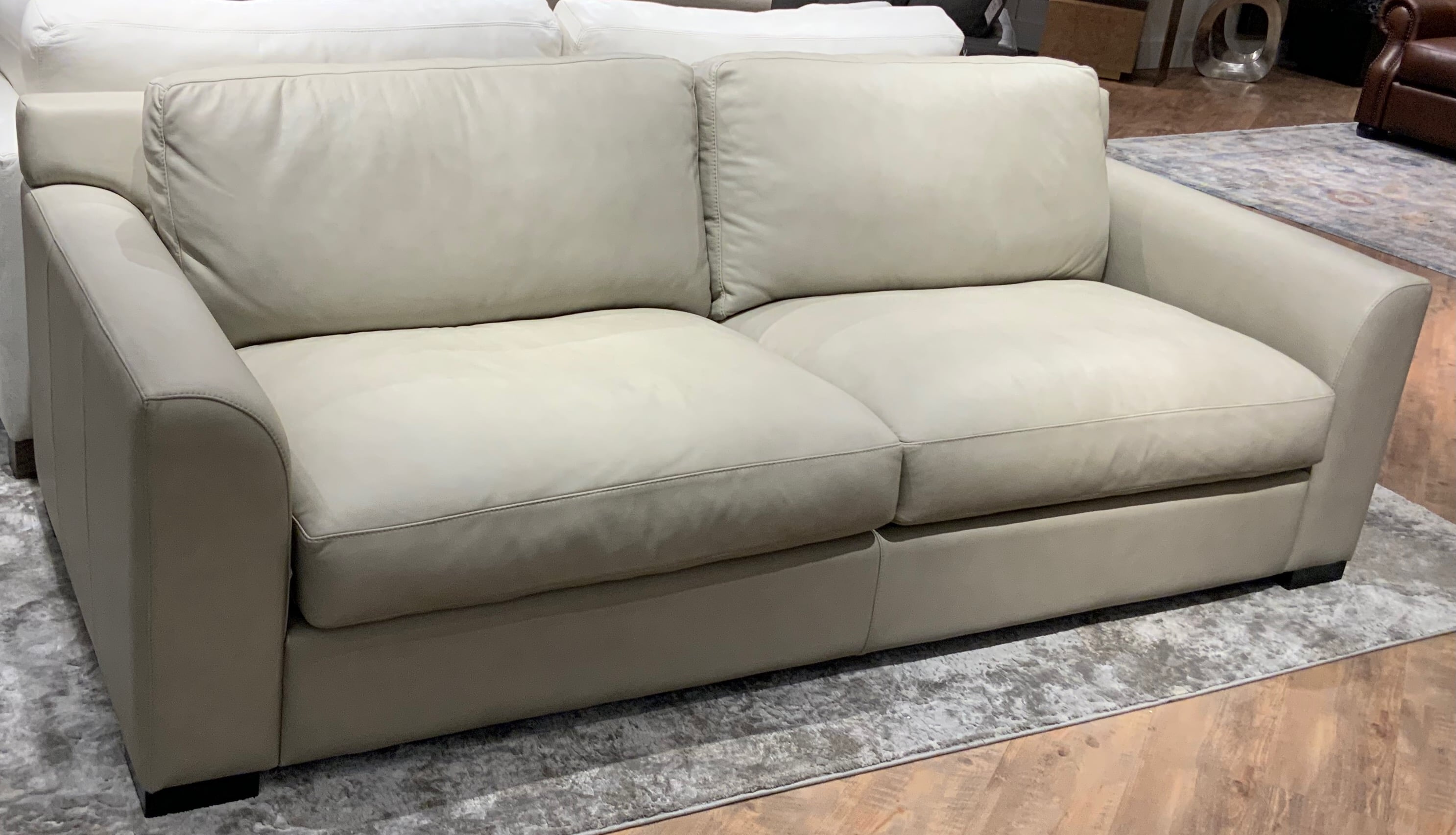 Leather Sofa w/Tapered Arms