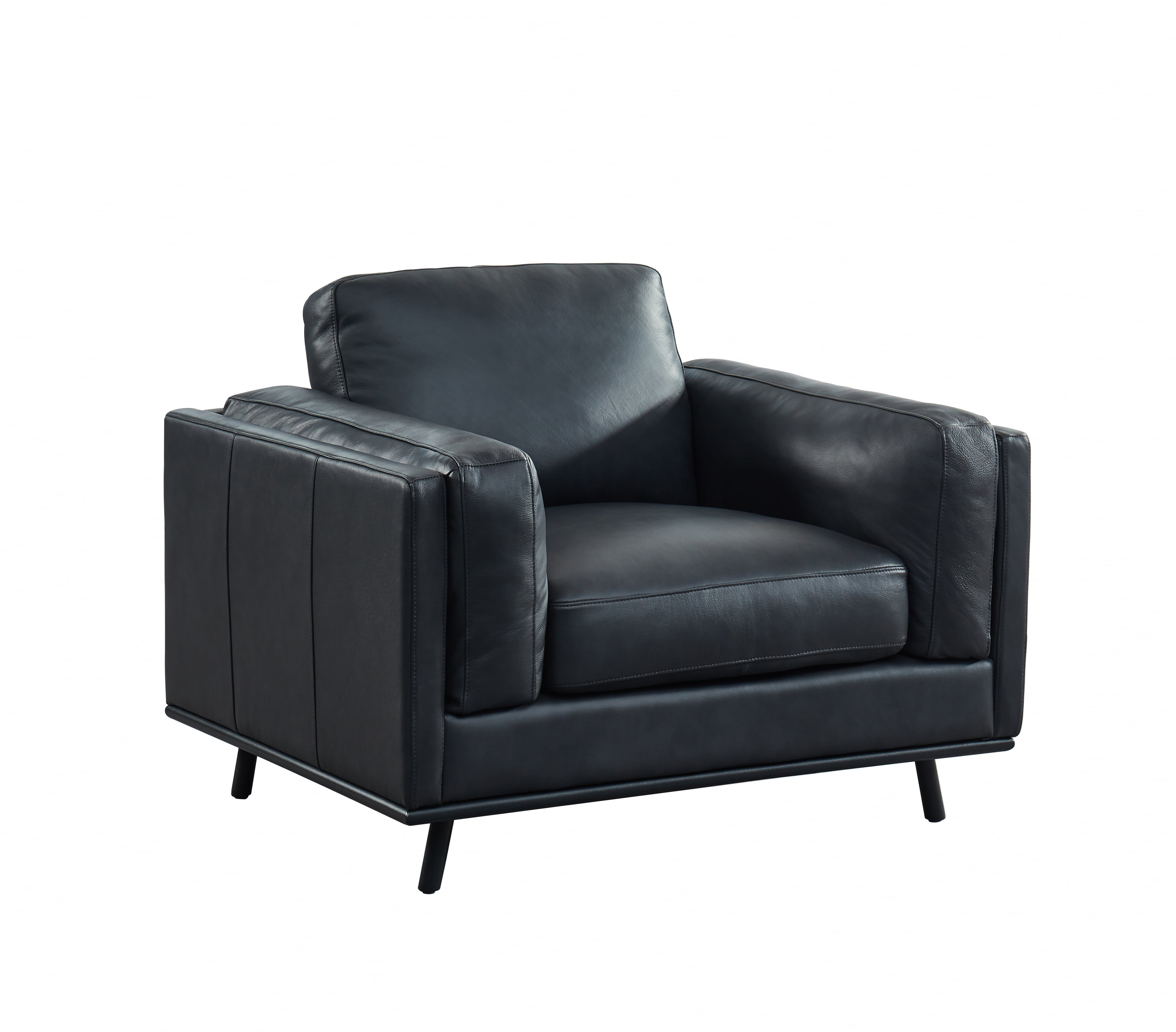 Leather Armchair w/Bolster Pillow Arms