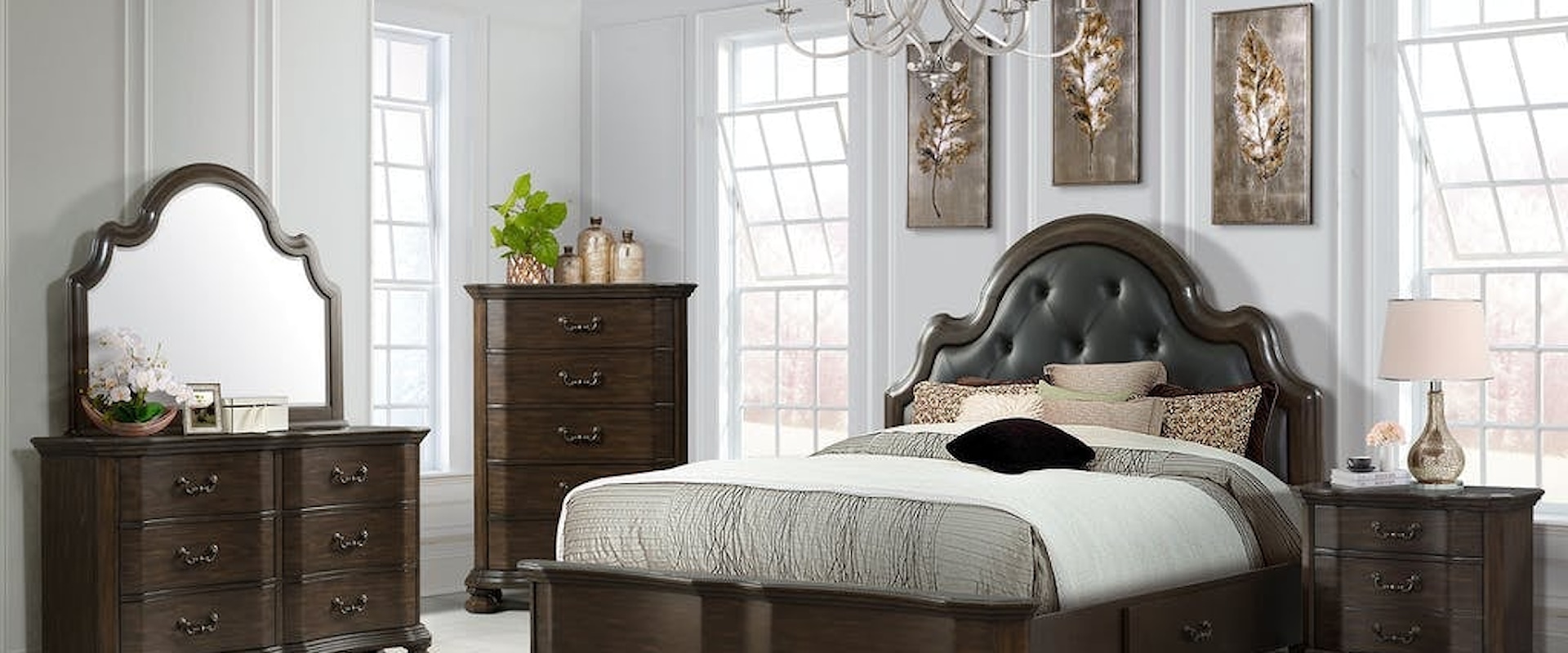 Traditional 4-Piece Queen Platform Storage Bedroom Set