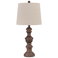 Magaly Brown Faux Wood Table Lamp