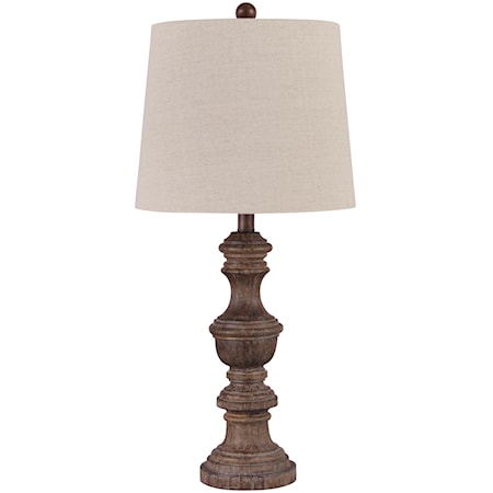 Magaly Brown Faux Wood Table Lamp