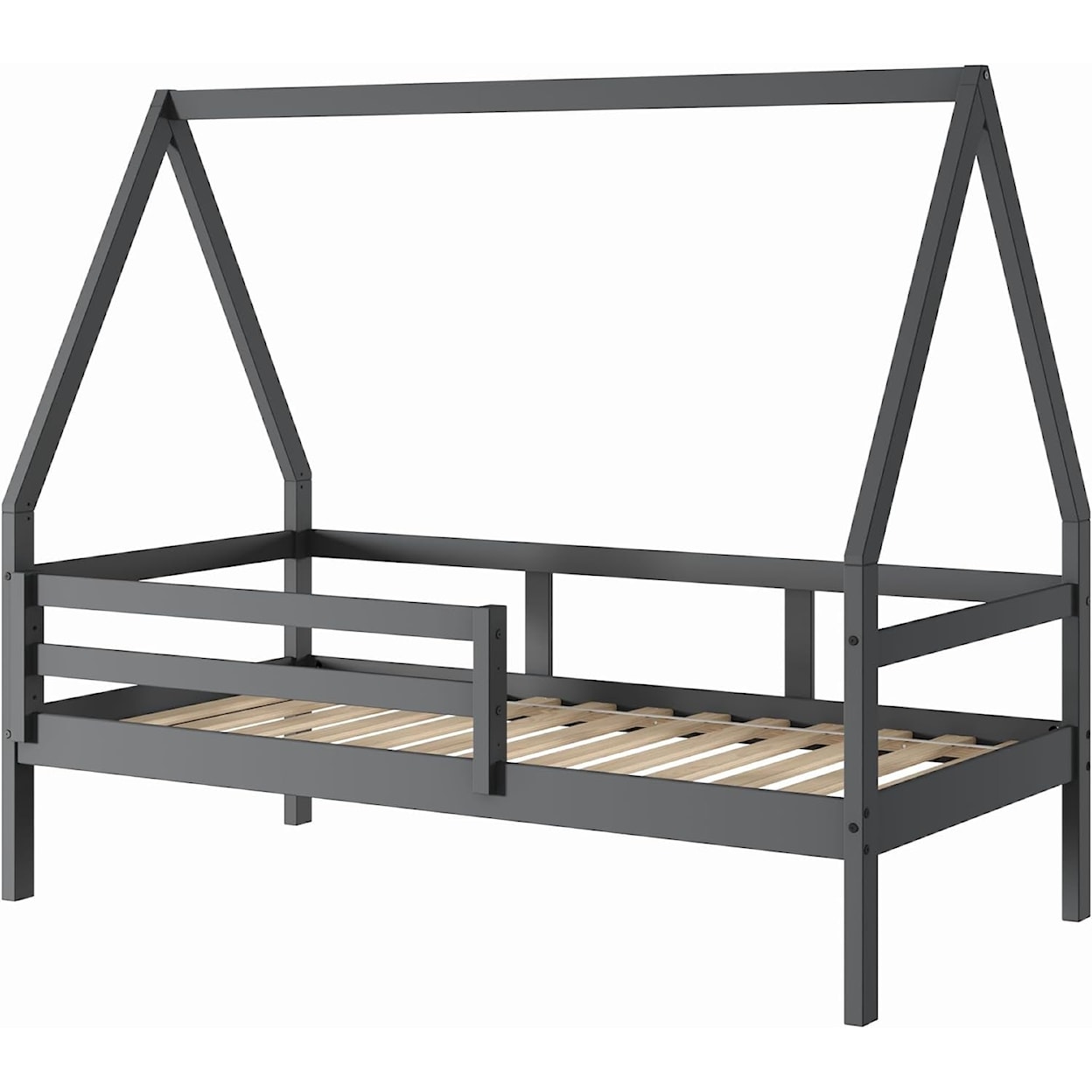 Donco Trading Co Tree House A-Frame Modern Twin Dark Grey House Bed