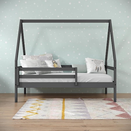 A-Frame Modern Twin Dark Grey House Bed