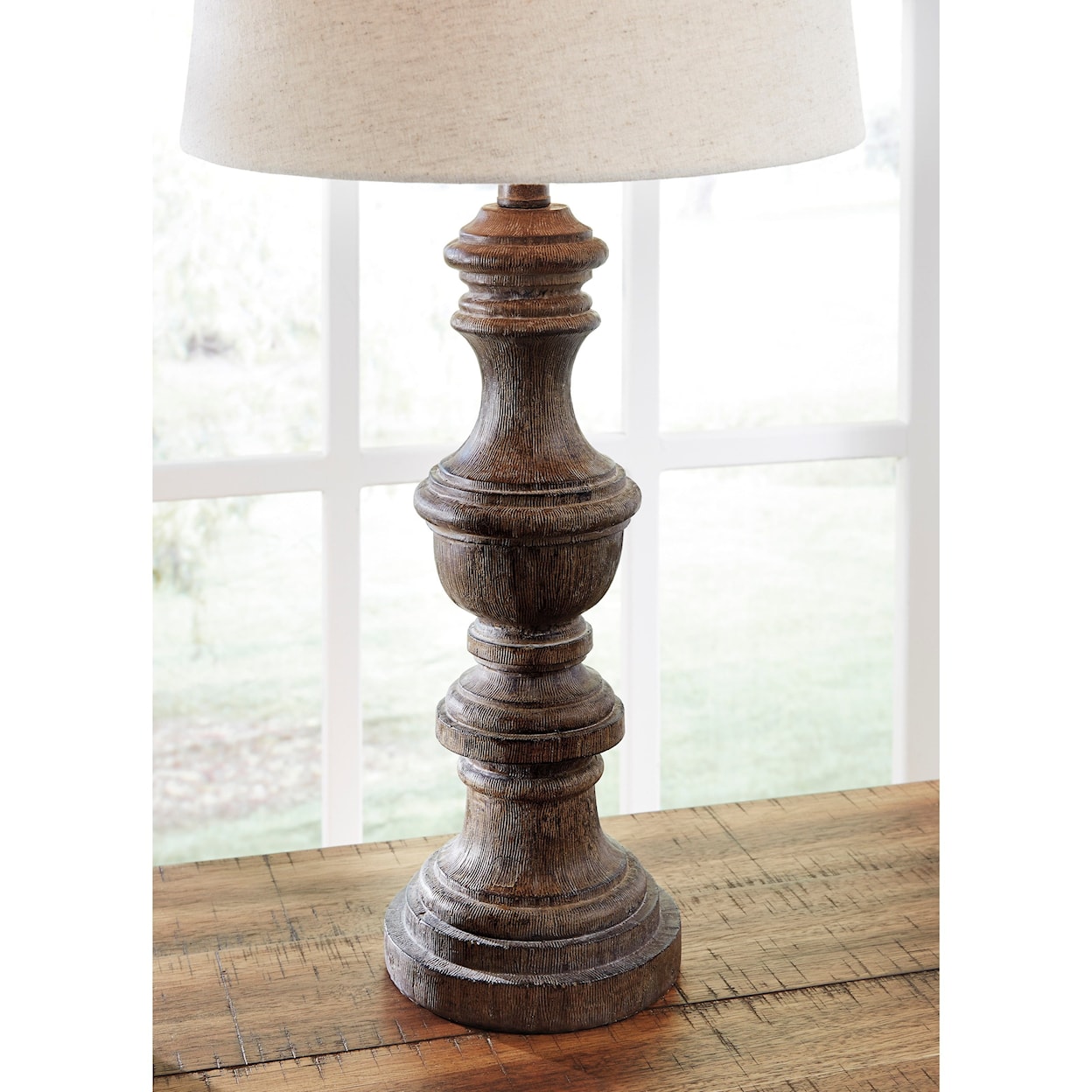 Sam's Furniture Ashley Lamps Magaly Brown Faux Wood Table Lamp