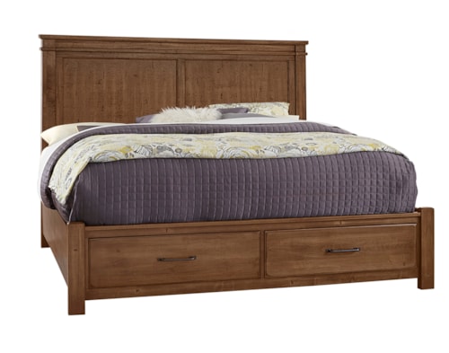 Rustic California King Mansion Bed with Footboard Storage