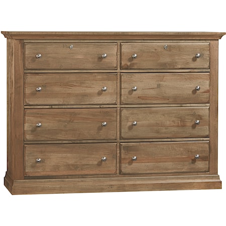 Rustic Solid Wood 8-Drawer Dresser