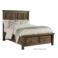 Traditional Queen Mansion Bed with 2-Drawer Storage Footboard