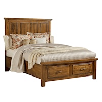 Transitional Queen Mansion Bed with 2-Drawer Storage Footboard
