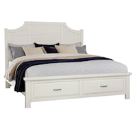 Modern Farmhouse Queen Scalloped Bed with 2-Drawer Storage Footboard