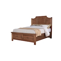 Transitional Queen Scalloped Bed with 2-Drawer Storage Footboard