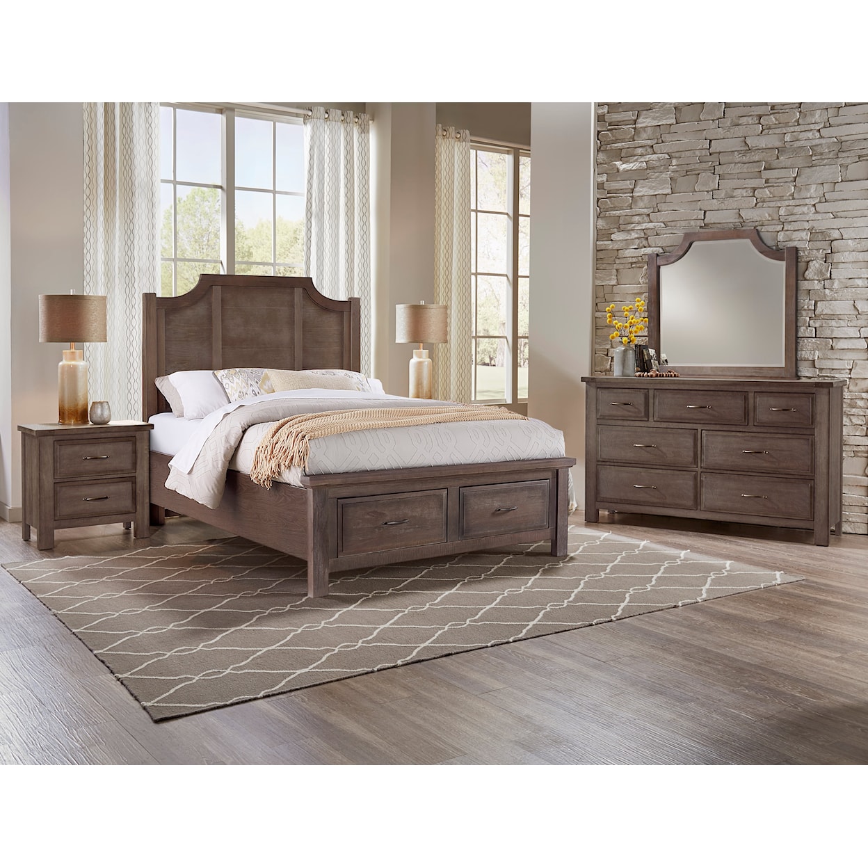 Virginia House Mt Airy King Scalloped Storage Bed