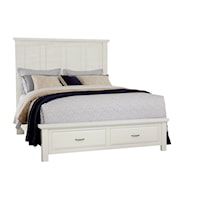 Modern Farmhouse Queen Mansion Bed with 2-Drawer Storage Footboard