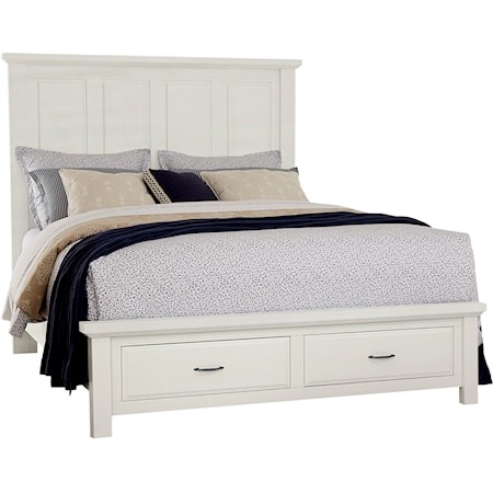 Modern Farmhouse King Mansion Bed with 2-Drawer Storage Footboard