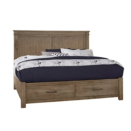 Traditional Queen Mansion Bed with Footboard Storage