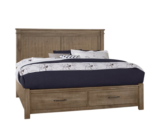 Rustic California King Mansion Bed with Footboard Storage