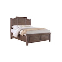 Traditional Queen Scalloped Bed with 2-Drawer Storage Footboard