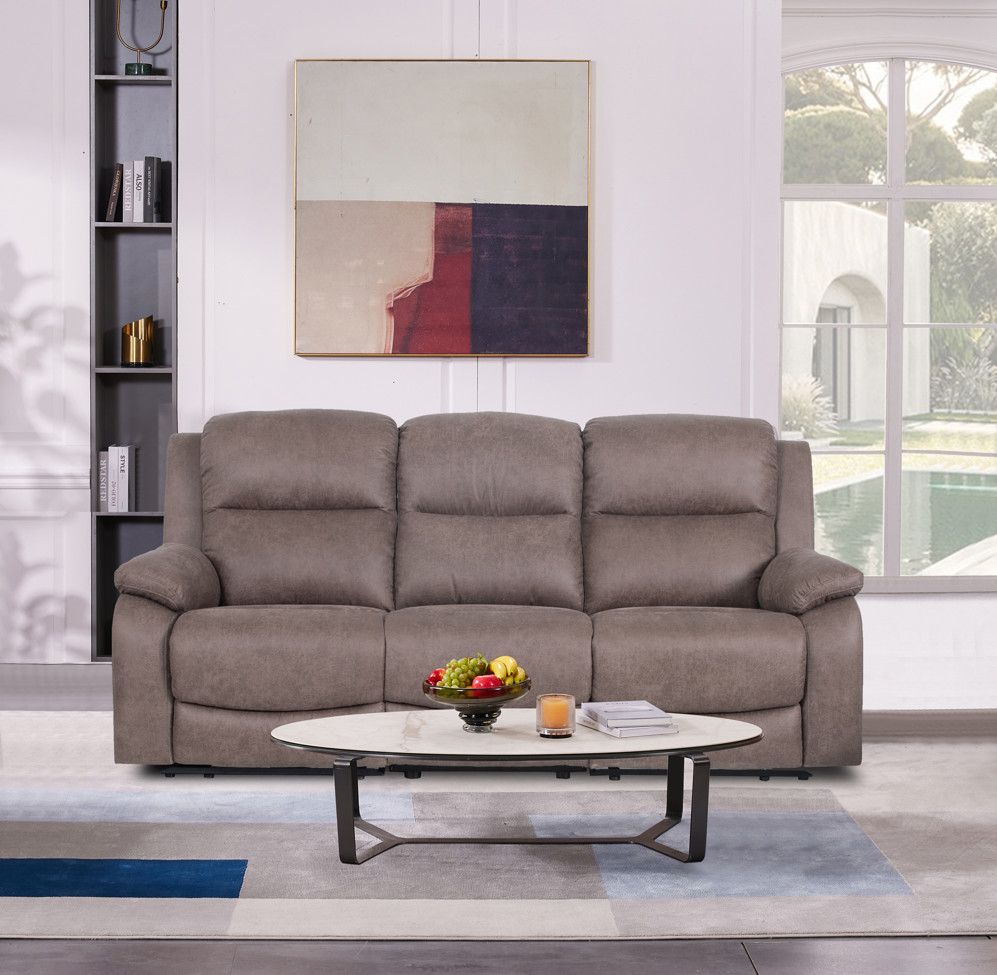 Manwah 70658 Pwr Reclining Sofa + Manual Loveseat