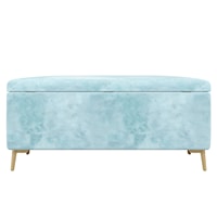 Glam Upholstered Storage Bed Bench - Light Blue Velvet