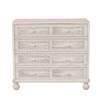 Traditional Grey Hand Painted Four Drawer Accent Storage Chest